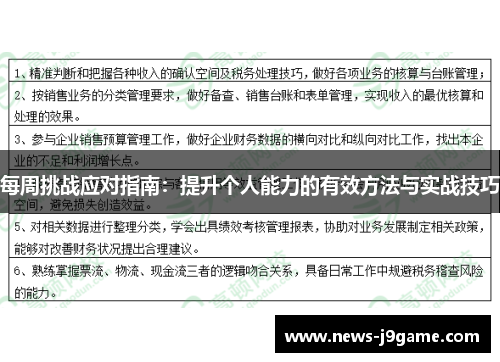 每周挑战应对指南：提升个人能力的有效方法与实战技巧